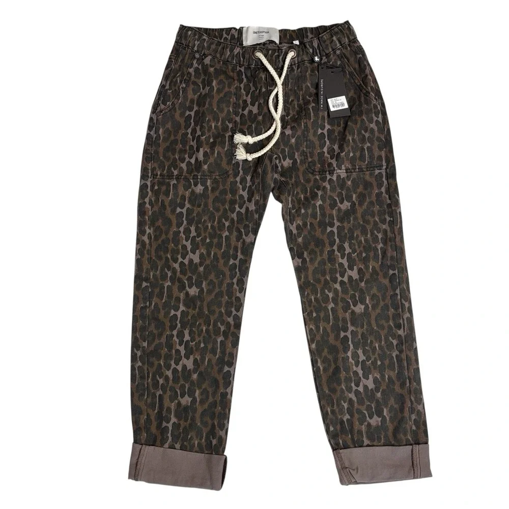 NWT OneTeaspoon Pants Sz XS Bronze Leo B Leopard  Shabbies Cotton Elastic Waist - Picture 3 of 16